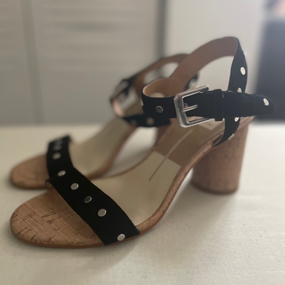 Studded cork heel sandal